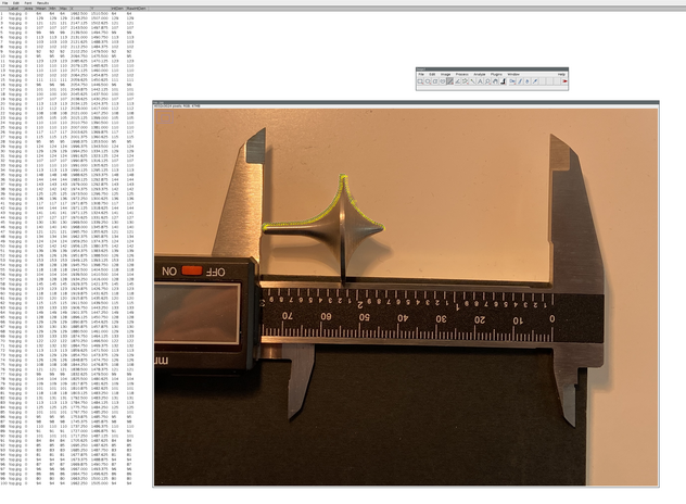 Screenshot of top next to caliper in image analysis software